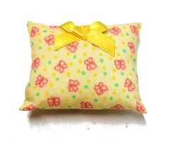 Scala Cloth Pillow Large with Yellow Bow, Yellow and Green Dots and Red Butterflies Pattern