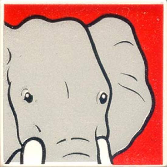 Duplo, Tile 2 x 2 x 1 with Elephant Mosaic Picture 03 Pattern (Set 1079)