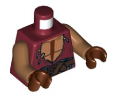 Torso PotC Vest Torn with Bare Chest and Dark Brown Belt Pattern / Medium Nougat Arms / Reddish Brown Hands