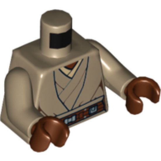 Torso SW Jedi Robe, Belt and Tan Undershirt Pattern (SW Stass Allie) / Dark Tan Arms / Reddish Brown Hands
