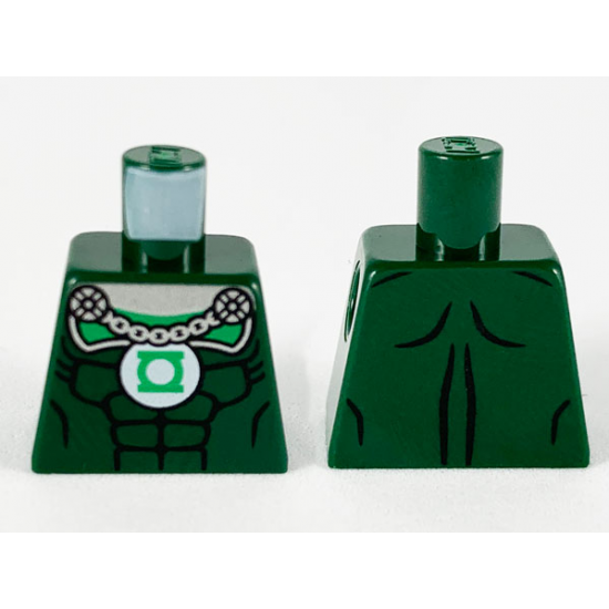 Torso Muscles Outline, Green Lantern Logo, Silver Chain Pattern
