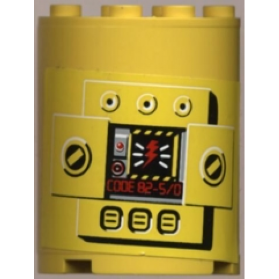 Cylinder Half 2 x 4 x 4 with Control Panel 'CODE 82-5/0' Pattern (Sticker) - Sets 8250 / 8299