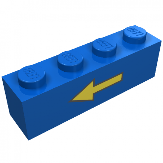 Brick 1 x 4 with Yellow Left Arrow and Black Border Pattern
