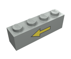 Brick 1 x 4 with Yellow Left Arrow and Black Border Pattern