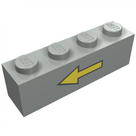 Brick 1 x 4 with Yellow Left Arrow and Black Border Pattern
