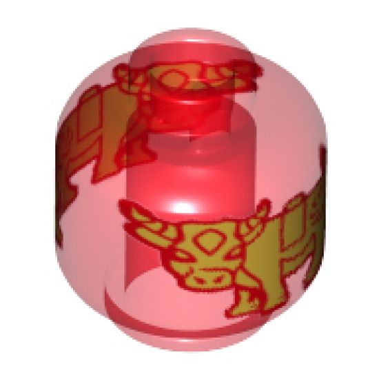 Minifigure, Head without Face Gold Ox / Cow Pattern - Vented Stud