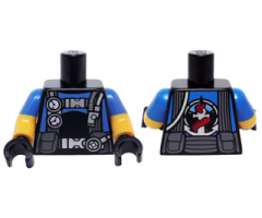 Torso Scuba Diver Straps and Gauges with Anchor and Octopus Emblem Pattern / Yellow Arms with Blue Short Sleeves Pattern / Black Hands