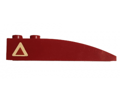 Slope, Curved 6 x 1 with Dark Red Triangle with Tan Border Pattern Model Left Side (Sticker) - Set 7296