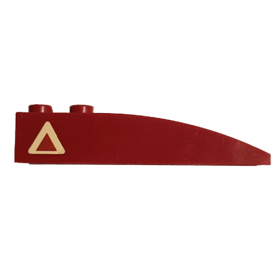 Slope, Curved 6 x 1 with Dark Red Triangle with Tan Border Pattern Model Left Side (Sticker) - Set 7296