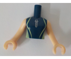 Mini Doll, Torso Friends Girl Dark Blue and Sand Green Wetsuit with Zipper Pattern, Light Nougat Arms with Hands