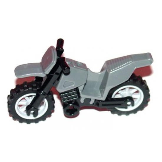 Riding Cycle Motorcycle Dirt Bike with Black Chassis (Short Fairing Mounts) and Light Bluish Gray Wheels