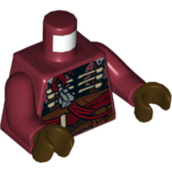 Torso SW Jumpsuit, Ribs and Red Rope Pattern (Weazel) / Dark Red Arms / Dark Brown Hands
