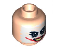 Minifigure, Head Dual Sided White Mask with Green Eyes, Red Scars, Open / Closed Mouth Pattern (The Joker) - Hollow Stud