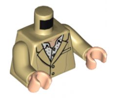 Torso Suit with Buttons and White Open Collar Shirt with Dark Tan Marks Pattern / Tan Arms / Light Nougat Hands