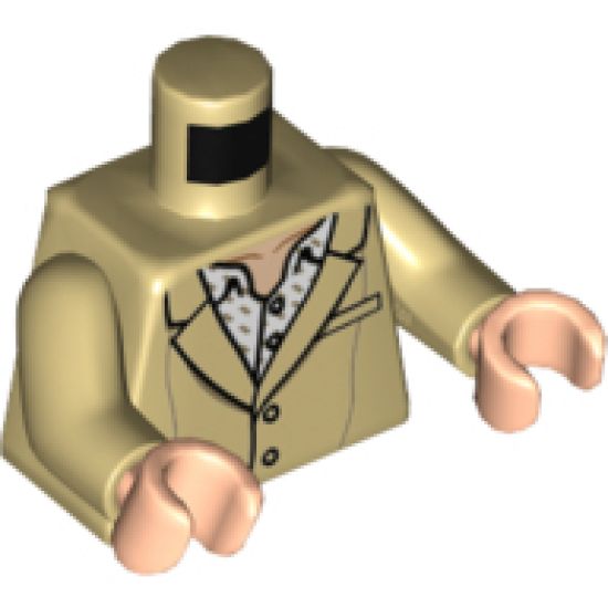 Torso Suit with Buttons and White Open Collar Shirt with Dark Tan Marks Pattern / Tan Arms / Light Nougat Hands