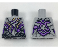 Torso Female, Tattered Vest and Bandana, Purple and Yellow Streaks Pattern