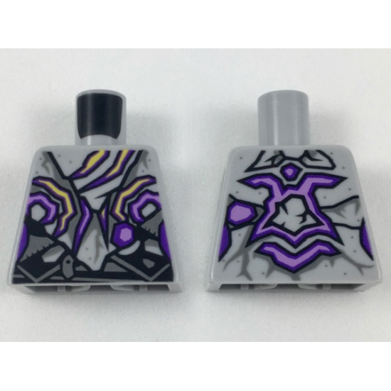 Torso Female, Tattered Vest and Bandana, Purple and Yellow Streaks Pattern