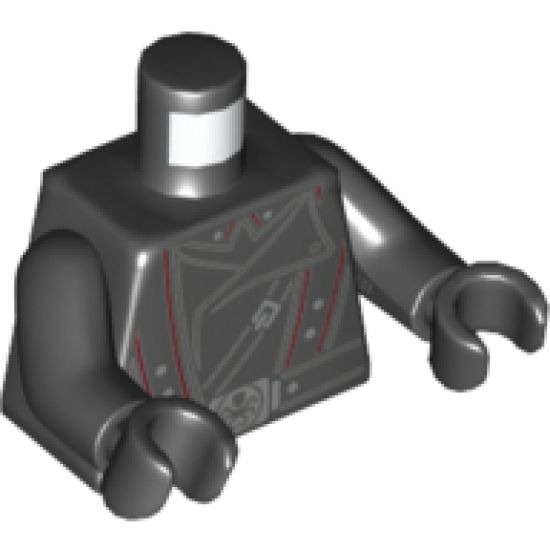 Torso Jacket, Double Breasted, Shoulder Belts with Red Trim and Silver Buckle with Hydra Logo Pattern / Black Arms / Black Hands