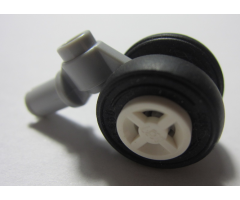 Aircraft Technic Pin with Dual Wheels Holder with White Wheels and Black Tires (61483 / 4624 / 3139)