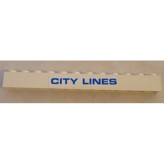 Brick 1 x 12 with Blue 'CITY LINES' Pattern (Sticker) - Set 7994