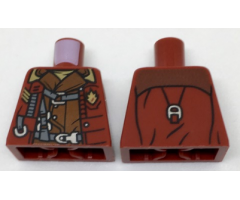Torso Open Jacket with Badge over Reddish Brown Shirt and Harness Pattern