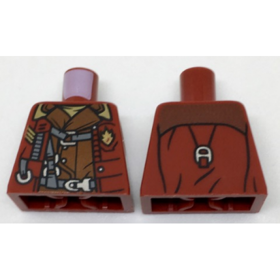 Torso Open Jacket with Badge over Reddish Brown Shirt and Harness Pattern