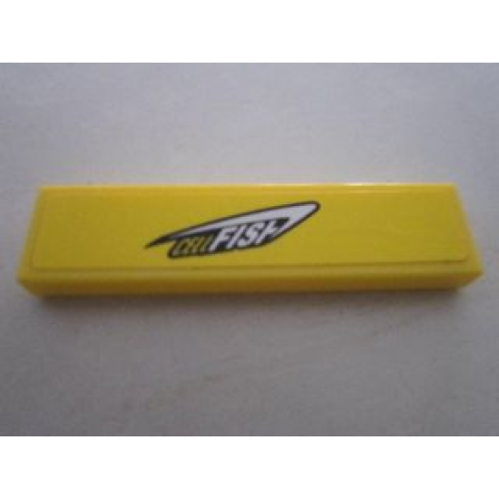 Tile 1 x 4 with 'CELLFISH' on Yellow Background Pattern (Sticker) - Set 8495