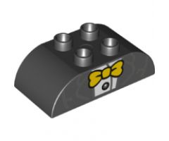 Duplo, Brick 2 x 4 Curved Top with Tuxedo and Yellow Bow Tie Pattern