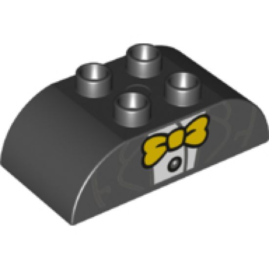 Duplo, Brick 2 x 4 Curved Top with Tuxedo and Yellow Bow Tie Pattern