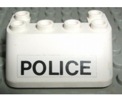 Windscreen 3 x 4 x 1 1/3 with 6 Studs on Top with POLICE Pattern (Sticker) - Set 6676