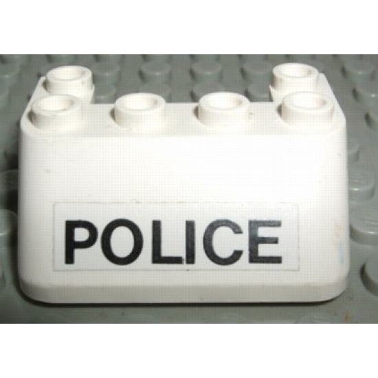 Windscreen 3 x 4 x 1 1/3 with 6 Studs on Top with POLICE Pattern (Sticker) - Set 6676