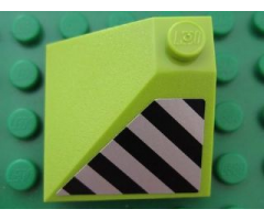 Slope 33 3 x 3 Double Convex with Danger Stripes Pattern Model Right Side (Sticker) - Set 8190