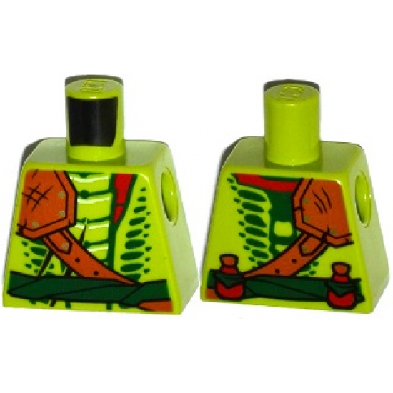 Torso Ninjago Snake with Shoulder Pad and Dark Green Belt and Red Vials Pattern