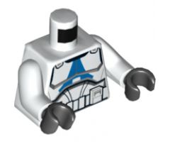 Torso SW Armor Clone Trooper with Blue 501st Legion Markings Detailed Pattern (Clone Wars) / White Arms / Black Hands