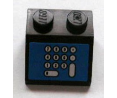 Slope 45 2 x 2 with Blue and White Cash Register Pattern (Sticker) - Set 3825/3833