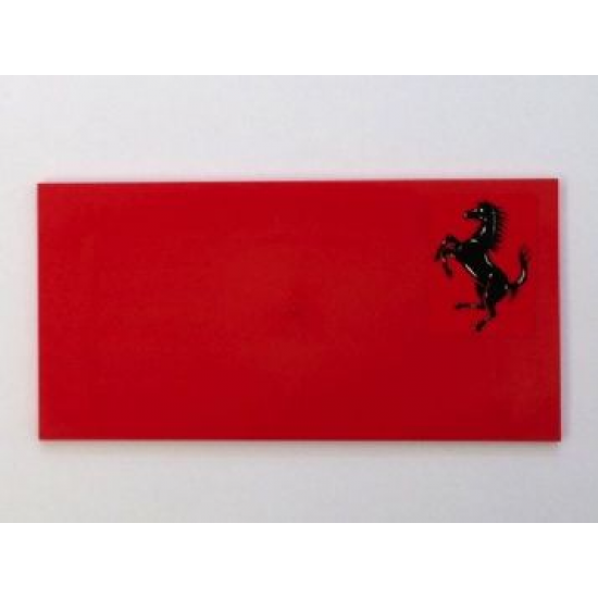 Tile 8 x 16 with Bottom Tubes on Edges with Ferrari Horse Logo Pattern Left (Sticker) - Set 8654