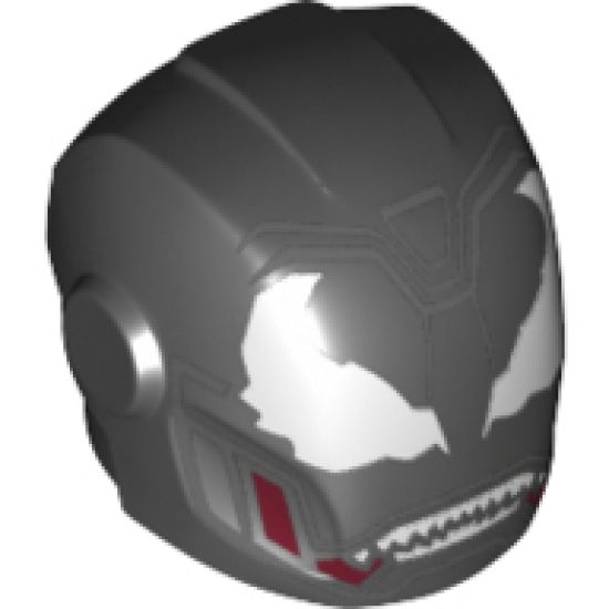 Minifigure, Headgear Helmet Armor Plates and Ear Protectors with Black Faceplate, White Alien Eyes and White Sharp Teeth Pattern