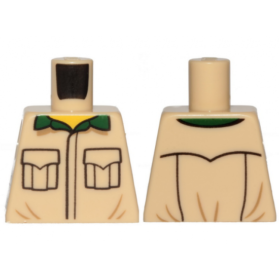Torso with Black Outlined Pockets, Dark Green Collar Pattern