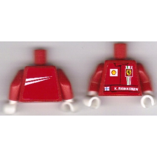 Torso Racers Ferrari front, White Streak back (Stickers) with K. Raikkonen Name Pattern / Red Arms / White Hands