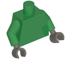 Torso Plain / Green Arms / Dark Bluish Gray Hands