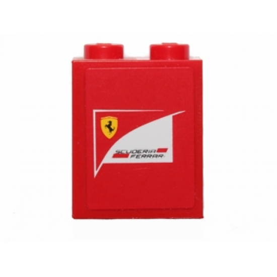 Brick 1 x 2 x 2 with Inside Stud Holder with Scuderia Ferrari Logo Pattern (Sticker) - Set 30191