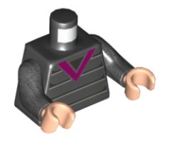 Torso Magenta V-Neck and Silver Stripes Pattern (Edna Mode) / Pearl Dark Gray Arms / Light Nougat Hands