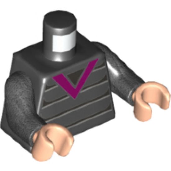 Torso Magenta V-Neck and Silver Stripes Pattern (Edna Mode) / Pearl Dark Gray Arms / Light Nougat Hands