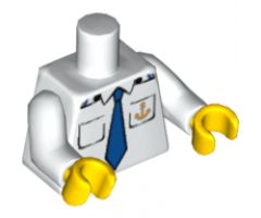 Torso Boat Anchor Logo, Blue Tie, Two Pockets Pattern / White Arms / Yellow Hands