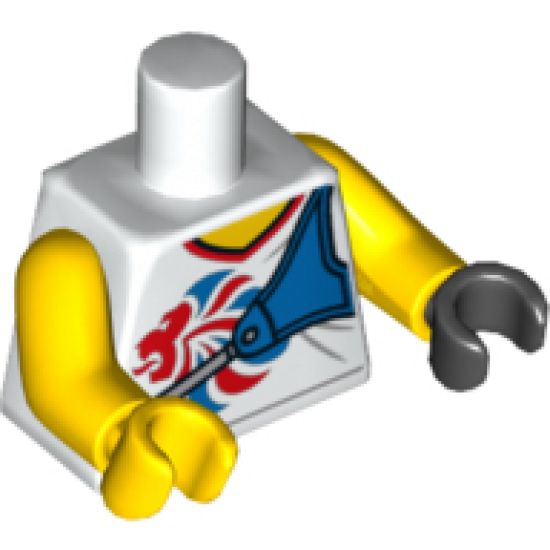 Torso V-Neck Shirt with Team GB Logo and Blue Bow Holder Pattern / Yellow Arms / Yellow Hand Right / Black Hand Left