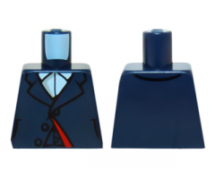 Torso Suit Jacket with Lapels, Buttons and Dark Red Lining over White Shirt with Collar Pattern