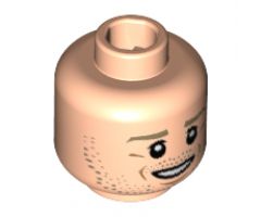 Minifigure, Head Dark Tan Eyebrows, Beard Stubble, White Pupils, Chin Dimple, Open Smile Pattern (André Schürrle) - Hollow Stud
