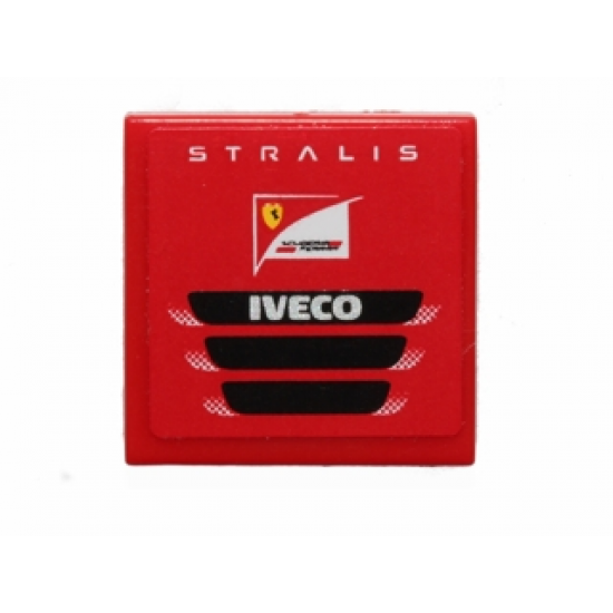 Tile 2 x 2 with 'STRALIS', Scuderia Ferrari Logo and 'IVECO' Pattern (Sticker) - Set 30191