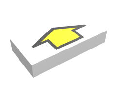Tile 1 x 2 with Arrow Short Yellow with Black Border Pattern