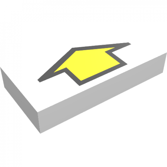 Tile 1 x 2 with Arrow Short Yellow with Black Border Pattern